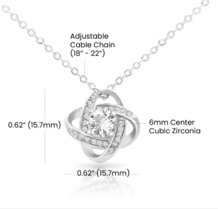 Eternal Hope Necklace dimensions with adjustable 18 to 22 inch cable chain and 0.62 inch pendant